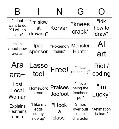 pikat Bingo Card
