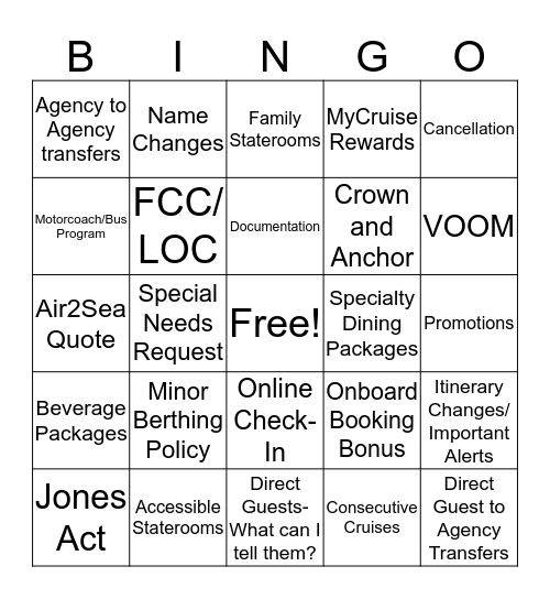 Policy/KD Bingo Card