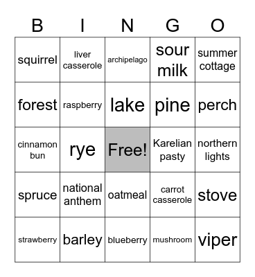 finland new try 3 Bingo Card