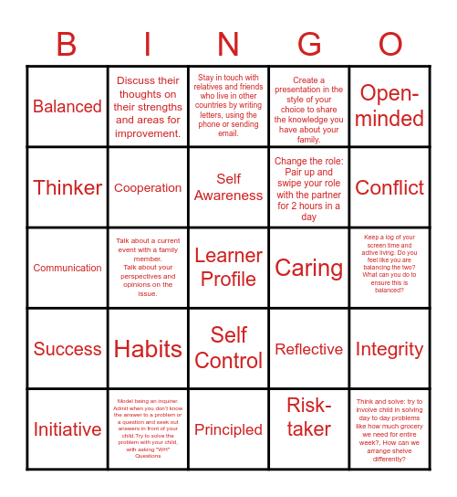 Profile Bingo Card