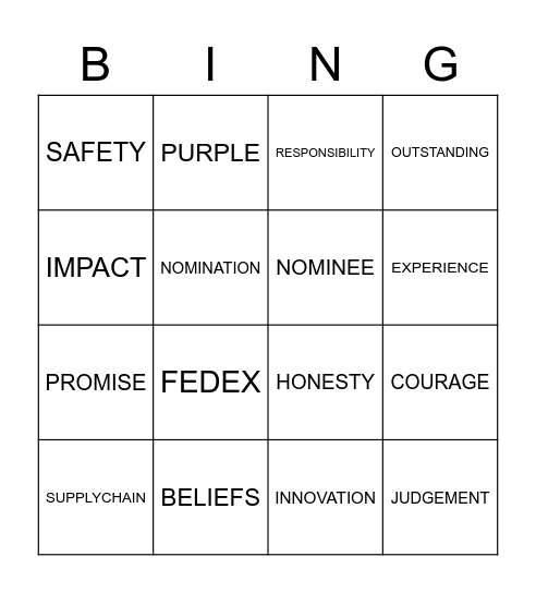 PURPLE PROMISE Bingo Card