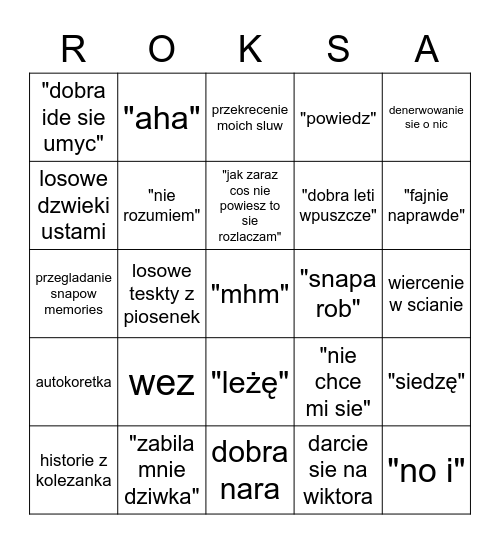 roksia bing Bingo Card