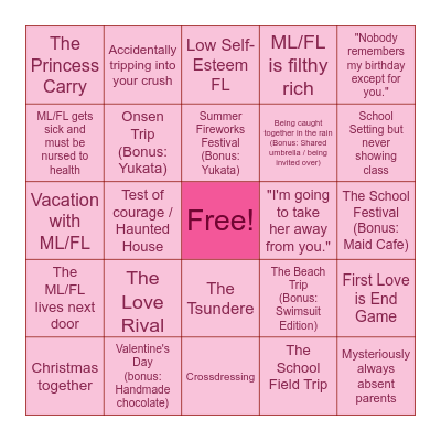 Shoujo Bingo Card