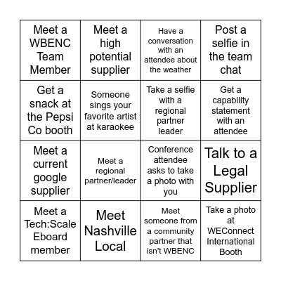 WBENC CONFERENCE BINGO Card