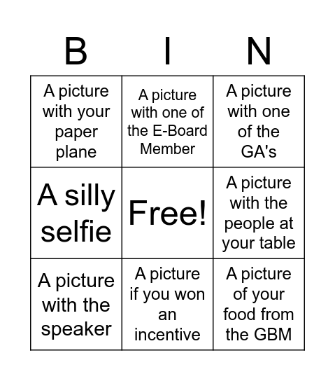 Before Spring Break GBM Bingo Card
