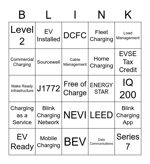 EV Bingo Card