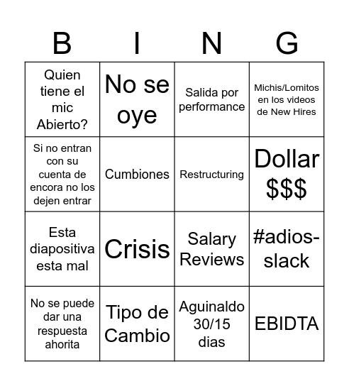 AllHands Bingo Card