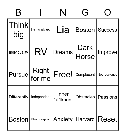 Do It Differently Bingo Card