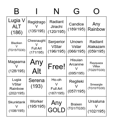 Fusion Strike Bingo Card