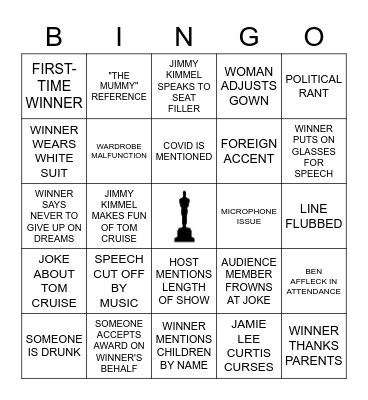 OSCARS 2023 Bingo Card