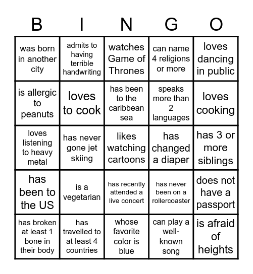 FIND SOMEONE WHO... Bingo Card