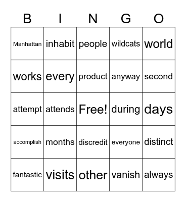 3.4 BINGO Card