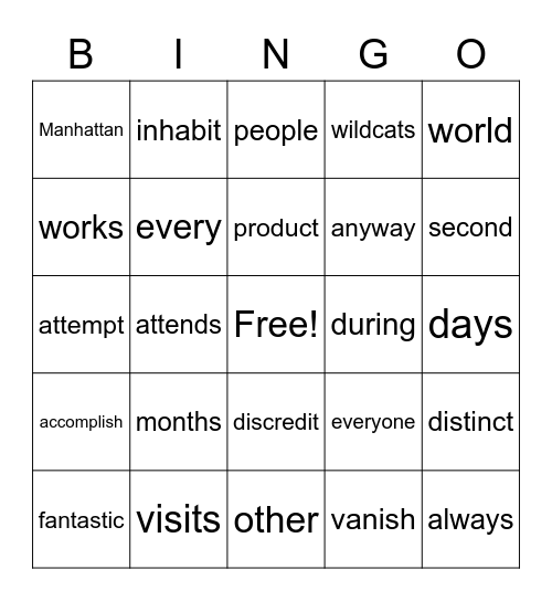 3.4 BINGO Card