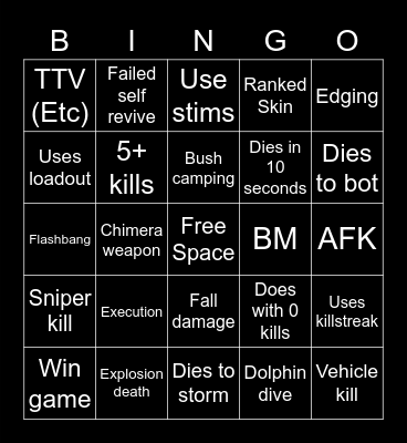 Warzone 2.0 bingo (Credits to: Big Puffer) Bingo Card