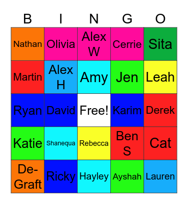 Green - 3rd September Bingo Card