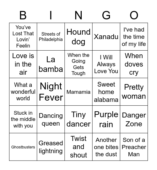Movie soundtracks Bingo Card