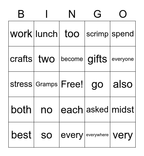 2.5 BINGO Card