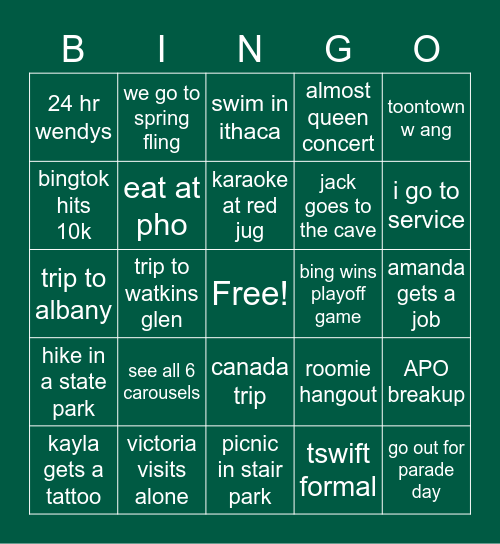 Spring 2023 Bingo Card