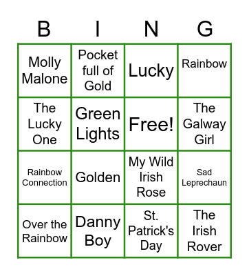 St. Patrick's Day! Bingo Card