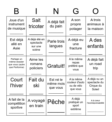 Trouve quelqu'un qui... Bingo Card