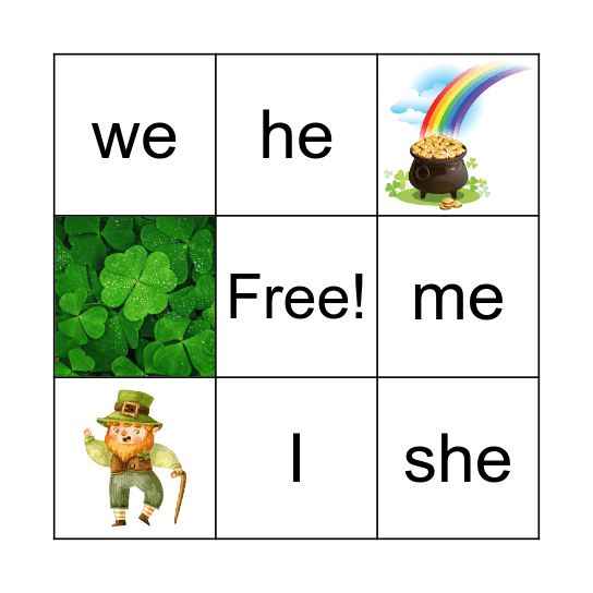 Sight Word Bingo Card