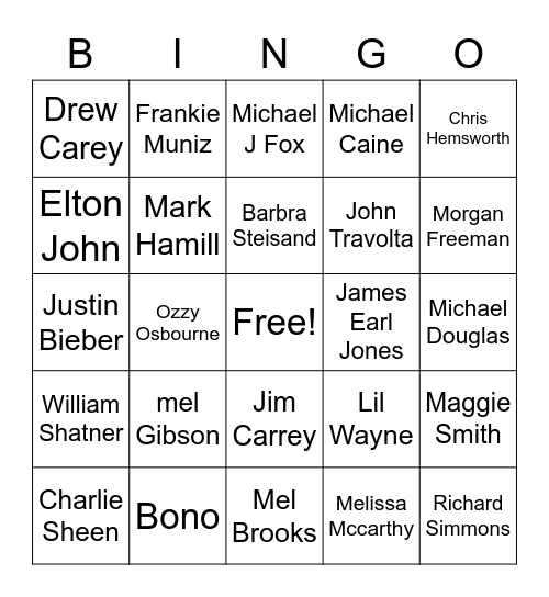 DJ Bingo Card Bingo Card