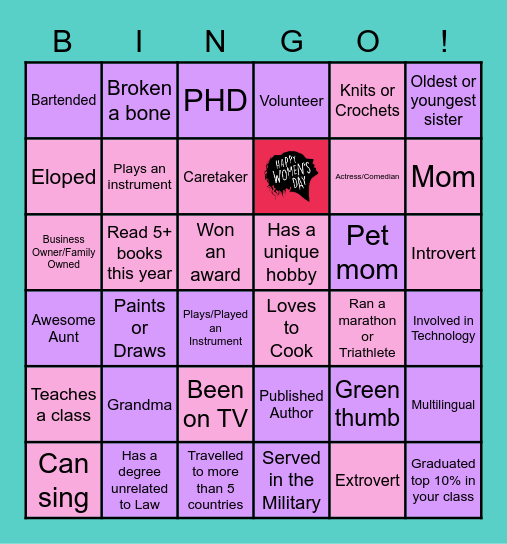 Happy Women's Month Bingo Card