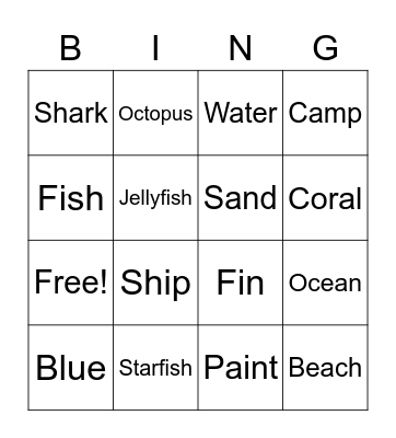 Under the Sea Bingo Card