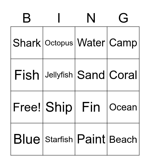 Under the Sea Bingo Card