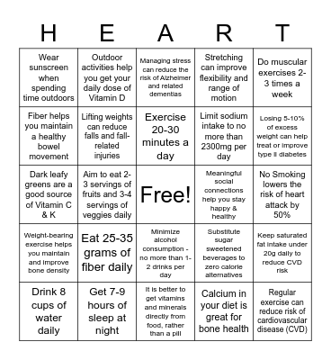 HEART Bingo Card