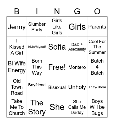 Queer Musical Bingo Card