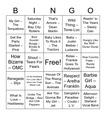 MUSIC BINGO #8 Bingo Card