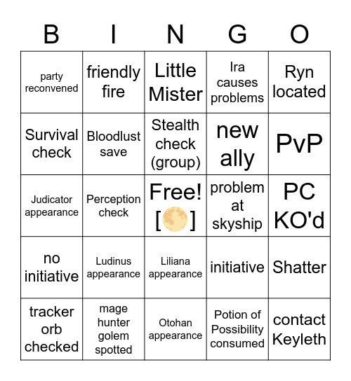 Great Workings Were Indeed Possible [Critical Role 3.51] Bingo Card