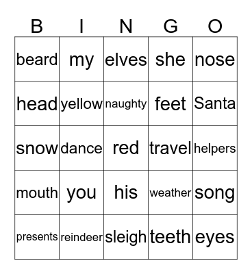 Christmas Bingo Card