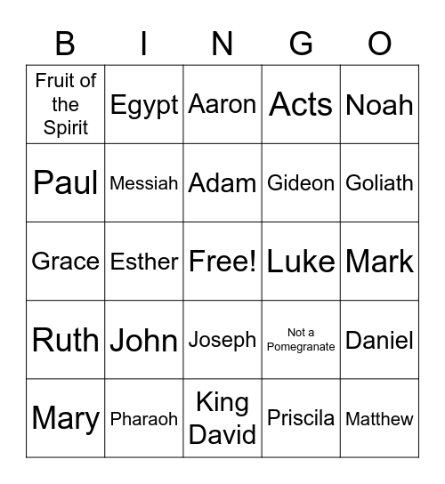 Salem Bible bingo Card
