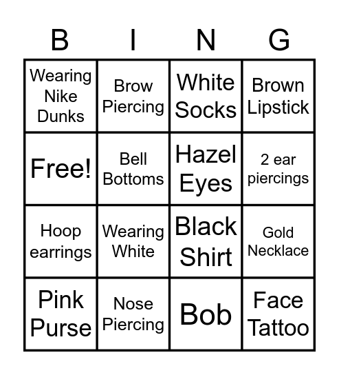 Beauty Bingo Card