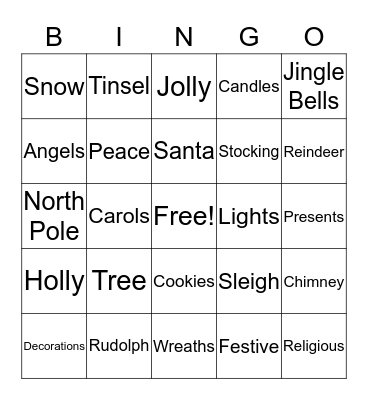 Holiday Edition Bingo Card