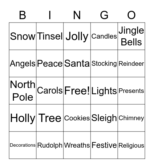 Holiday Edition Bingo Card