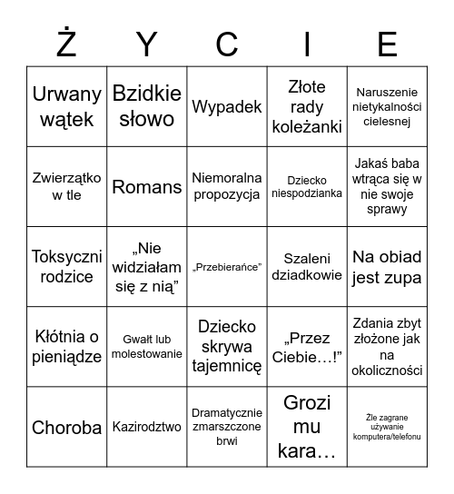 Ukryta prawda v2 Bingo Card