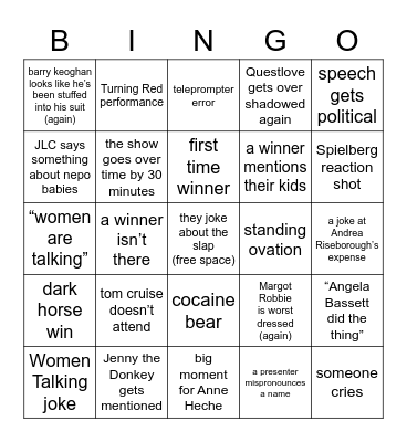Oscars Bingo 2023 Bingo Card