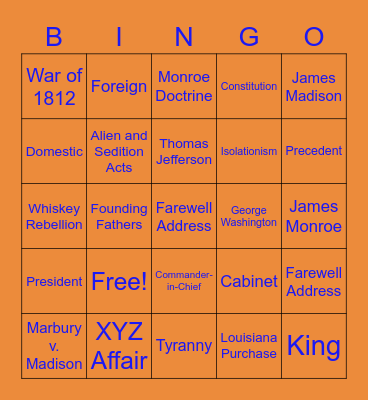 Challenges in the New Republic Bingo Card