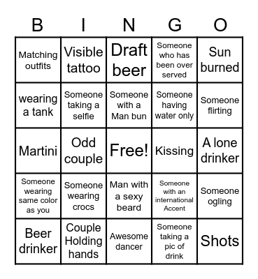 GREAT 8 PUB CRAWL Bingo Card