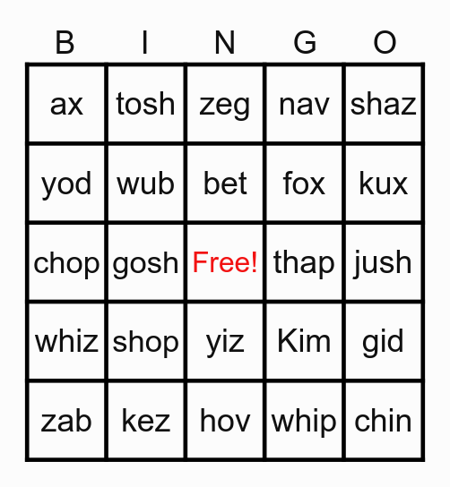 BINGO OG LESSONS 13- 29 Bingo Card