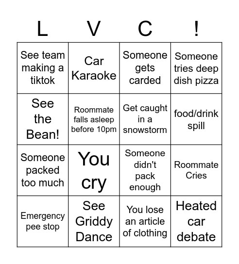 March Break Bingo Card