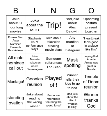 2023 Oscar BINGO Card
