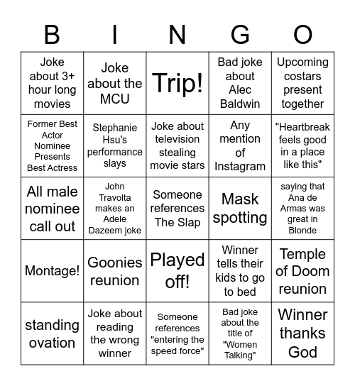 2023 Oscar BINGO Card