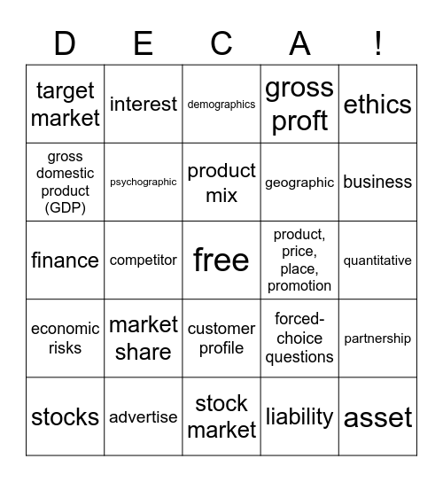 DECA Bingo Card