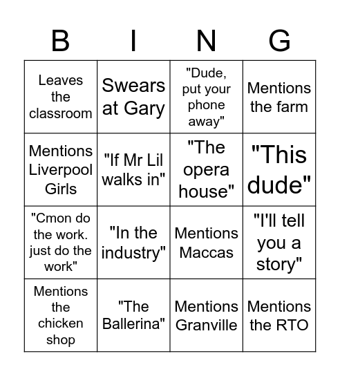 Untitled Bingo Card