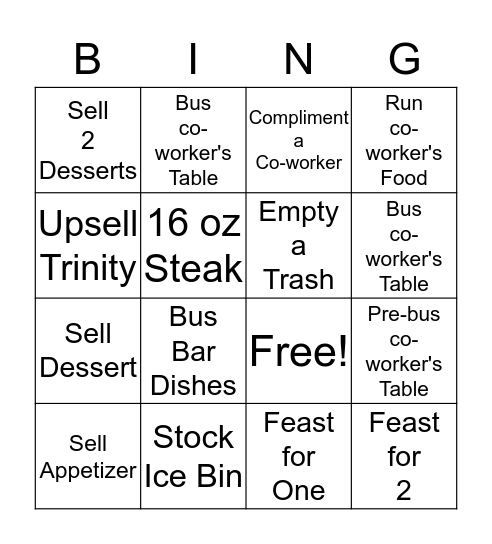 Teamwork/Upsell Bingo Card