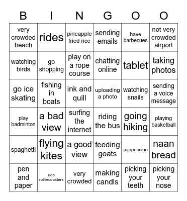 A fun place to go Bingo Card